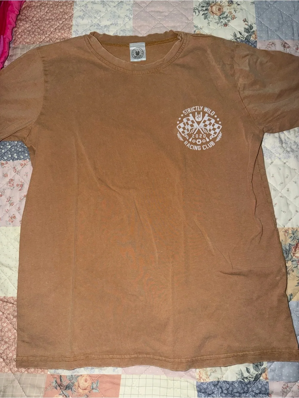 Strictly Wild Logo Crewneck Tee in Warm Tan